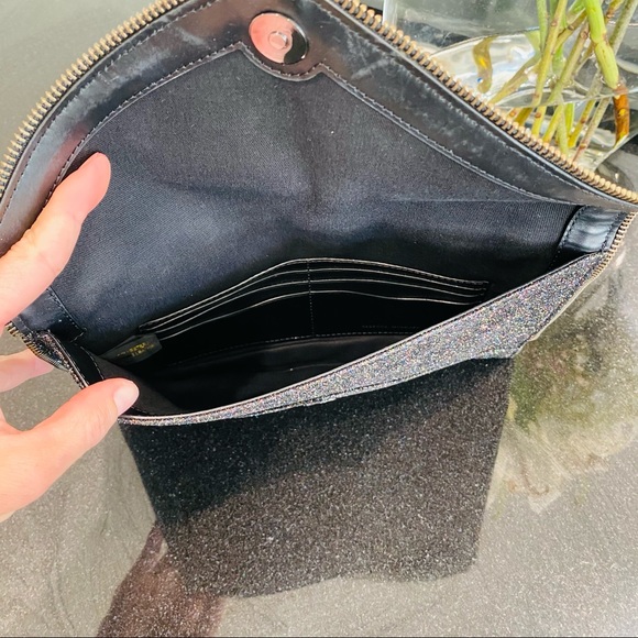 Rebecca Minkoff Black Glitter Leo Clutch NWOT - Picture 15 of 16
